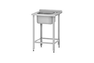 Ванна моечная цельнотянутая ВМЦп - 600x700x860 Profi Inox, 1 м/о 400x500x250, борт, отв. д/смесит.