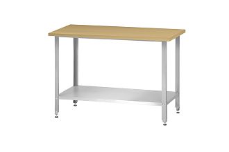 Стол кондитерский СПРн - 1200x700x860 Norma Zn, бук/40 (полка сплошная, ножка угловая)
