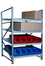 Гравитационный стеллаж с роликовыми полками 1600х2100х1300, 4 яруса