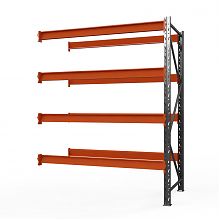 Секция приставная стеллажа металлического Оптима, 3500x1530x785 мм. Ярусы: 4 шт. без настила